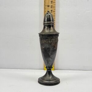 O.S.P. Co Salt Shaker OS Silver Floral Embossed Vintage Pedestal Shaker